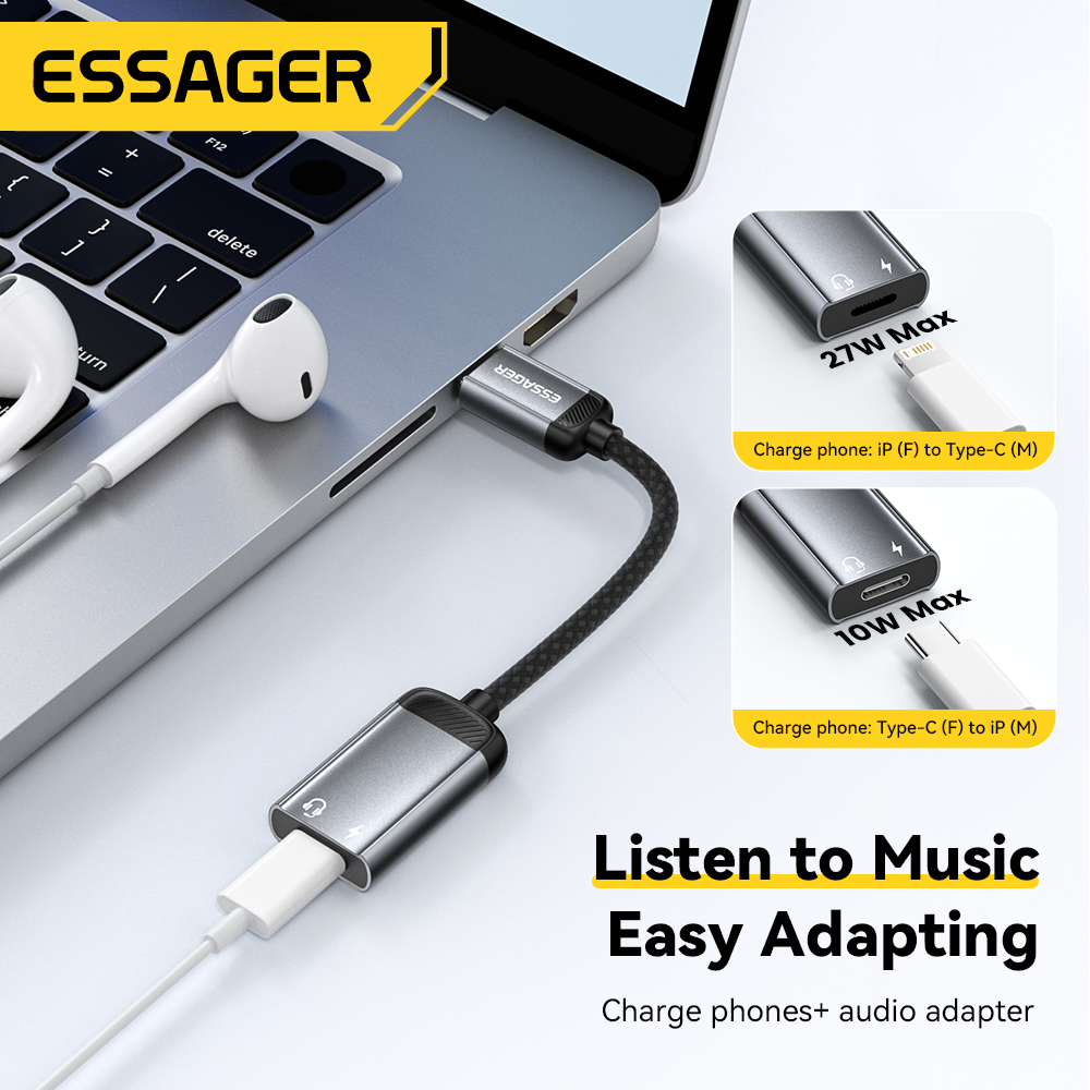 Essager Type C Audio Adapter C - Wired Earphone Lightning ulasan dan harga