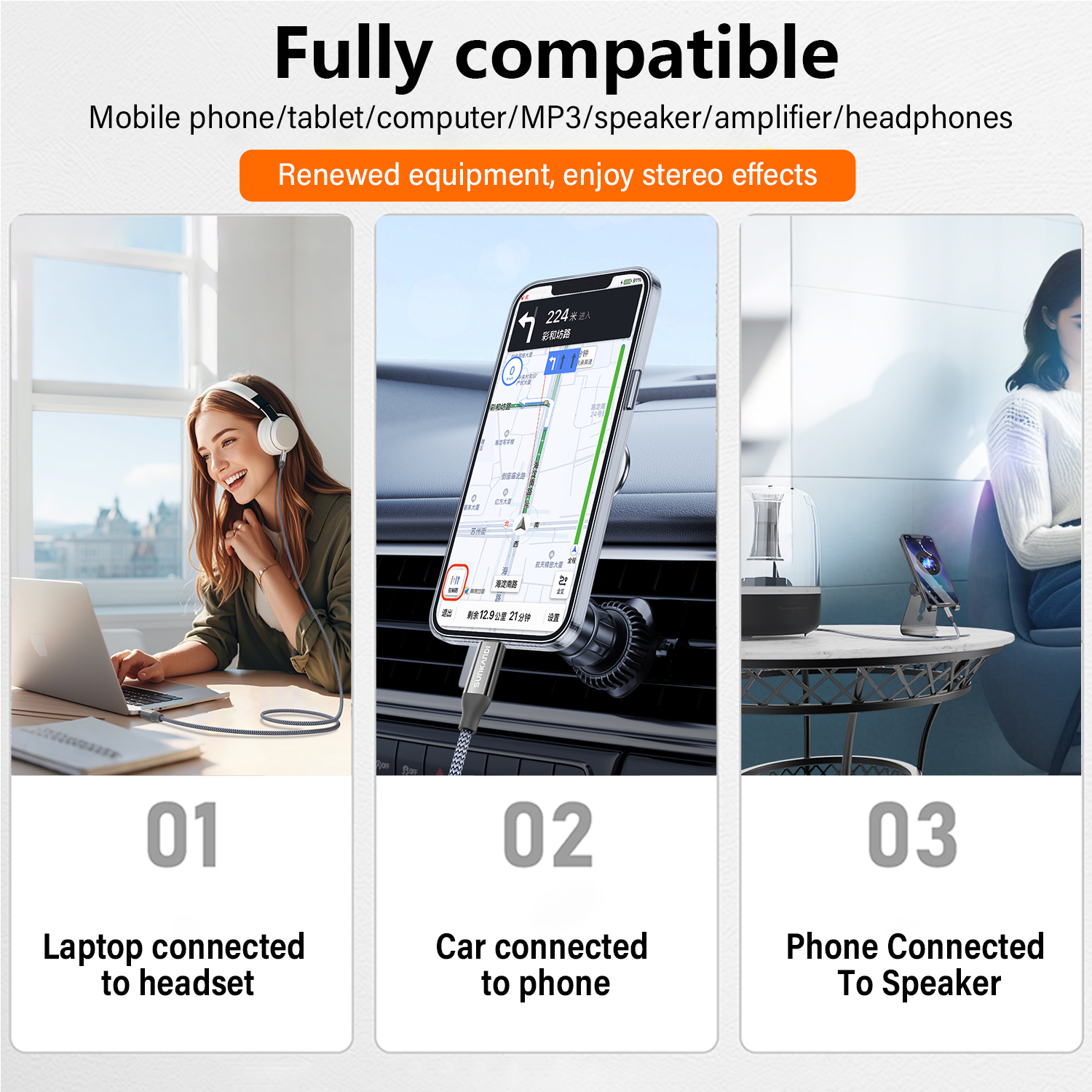 SUNKANDI AUX audio Cord,Lightn - Wired Earphone Lightning ulasan dan harga