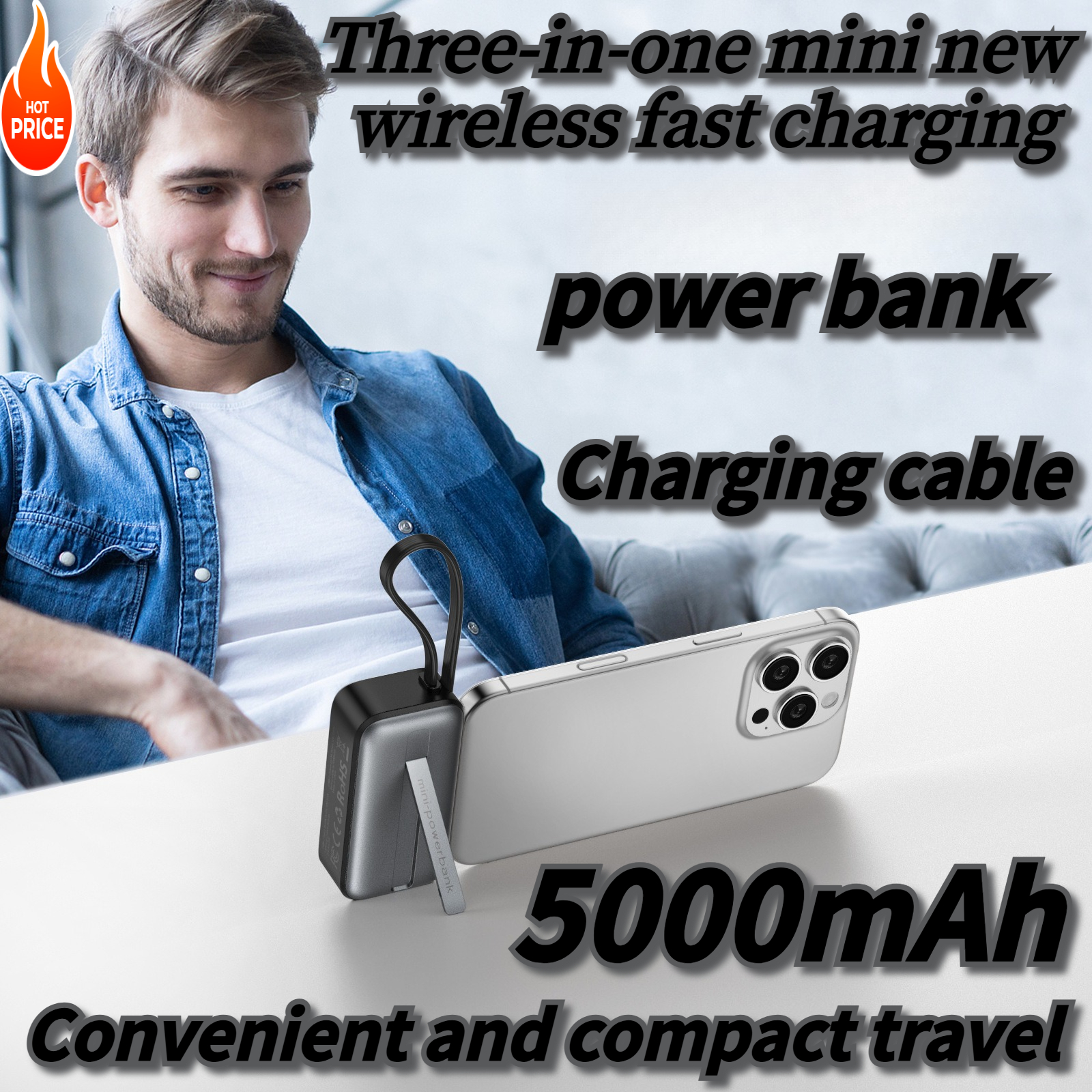 Mini Wireless Power Three-in-o - Wired Earphone Lightning ulasan dan harga