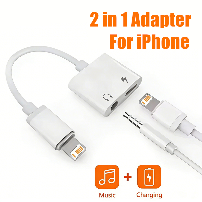 2 in 1 iOS to 3.5mm Jack Audio - Wired Earphone Lightning ulasan dan harga